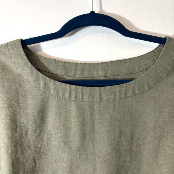 North S Linen Cotton Blend olive green crop top long sleeve - Picture 2 of 6